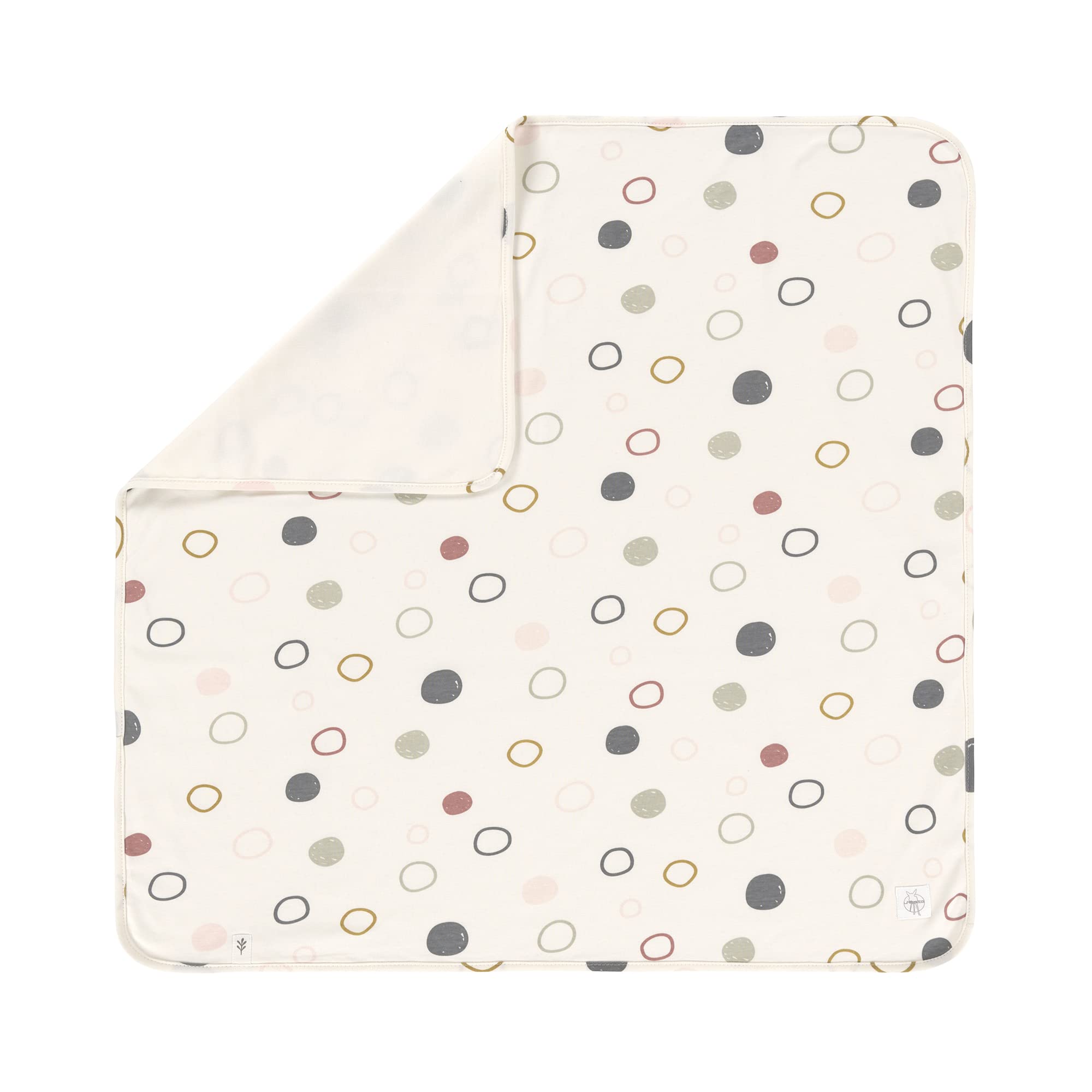 LÄSSIG Baby Cuddle Blanket GOTS Certified Soft Interlock Baby Blanket 80 x 80 cm Circles Off-White