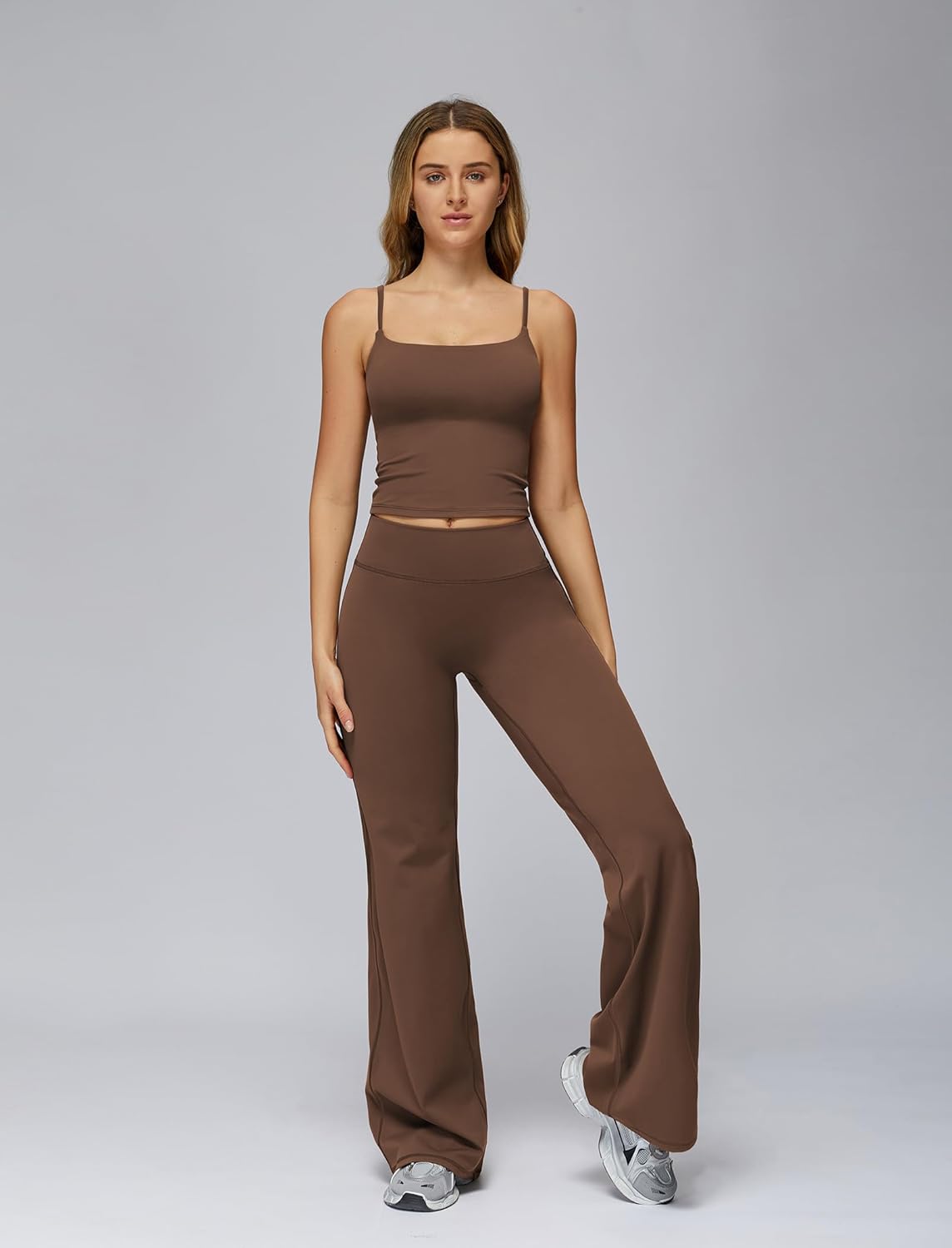 ABOCIW Womens Workout Sets 2 Piece Spaghetti Straps Crop Top Straight Leg Yoga Pants Yoga Pilates Outfits - Image 2