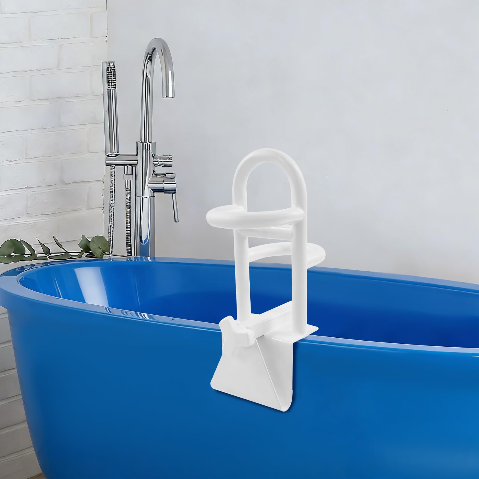 Tirador de bañera triple para barandilla de seguridad, barra de 15 x 41 cm, asidero para la bañera y personas mayores, color blanco