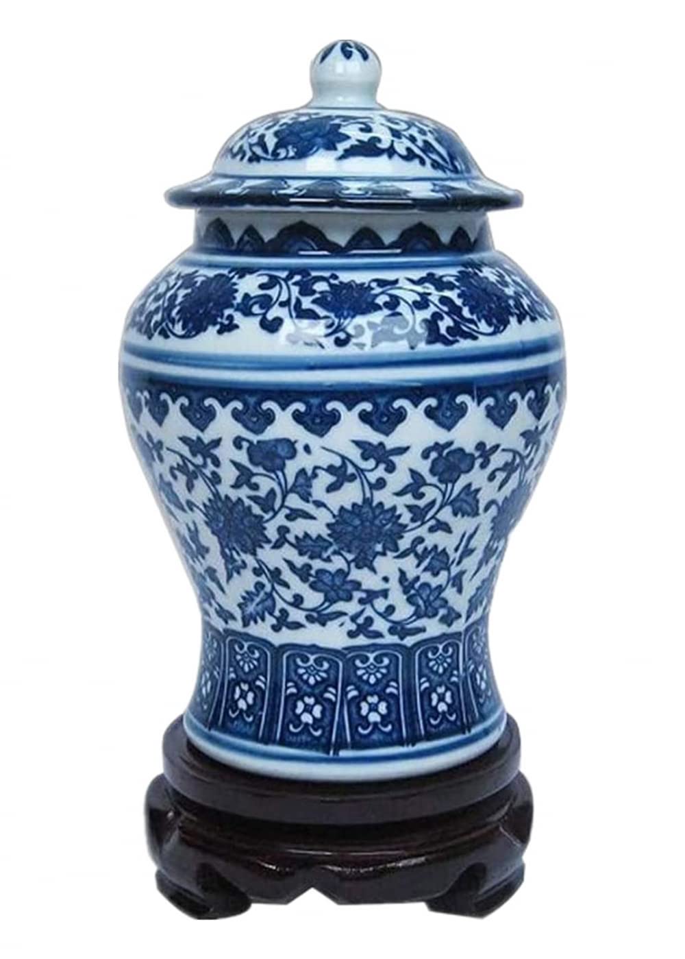 Porcelaine bleue et blanche avec base de stockage, bocaux à bonbons, salon, chambre, couloir, décoration artisanale, la base peut être tournée.