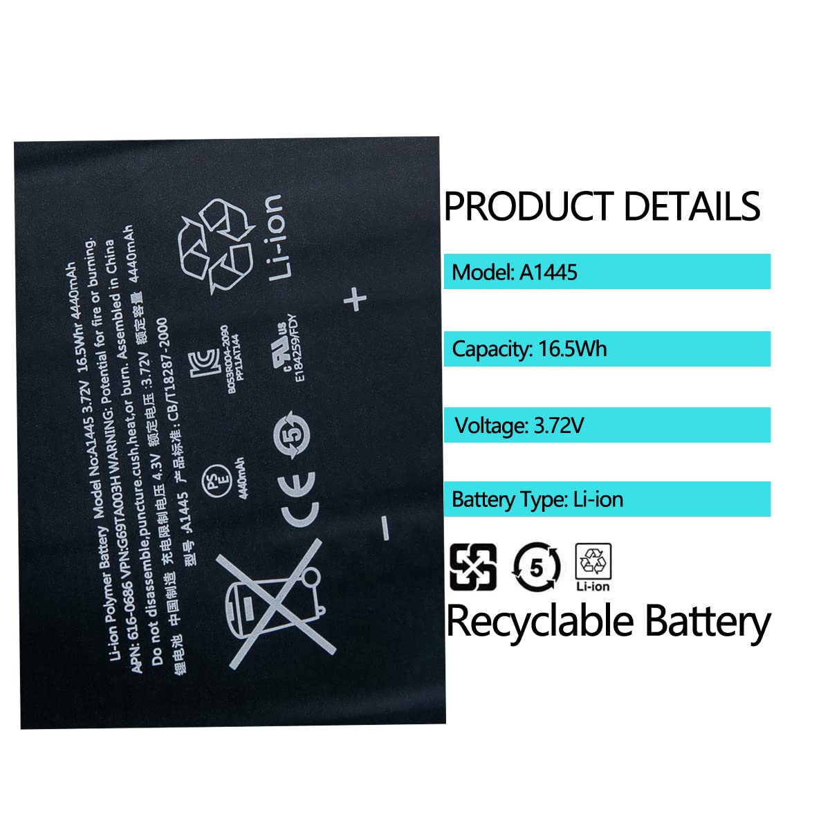 Amazon.com: Pinsinholy A1445 Battery Compatible with iPad mini 1