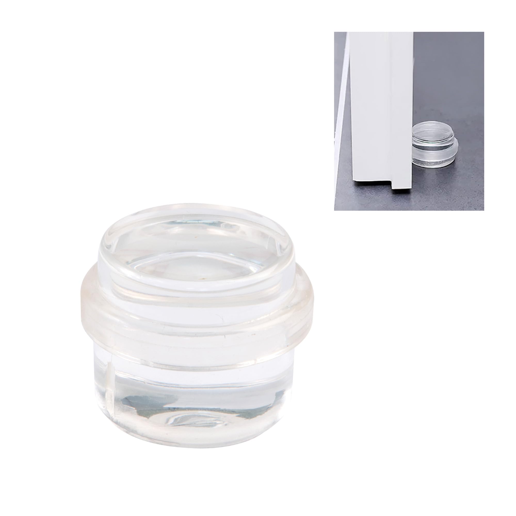 Amig Multicoloured - Transparent Door Stopper | Clear Plastic Adhesive Retainer For Passage Doors | Shock Absorber Protects Walls & Furniture | Easy Installation | Ø30 X 30 Mm, Transparent, Rubber