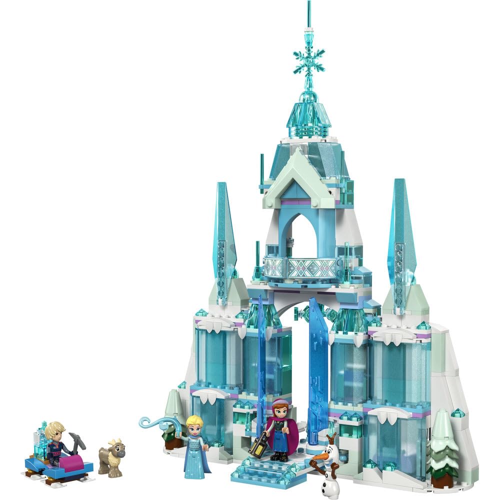 LEGO ǀ Disney Princess Kraina Lodu Lodowy pałac Elzy 43244 | Frozen, zamek i 5 postaci, zabawka dla 6-latki, prezent dla dziewczynki i chłopca, zestaw klocków dla dzieci, 630 elementów