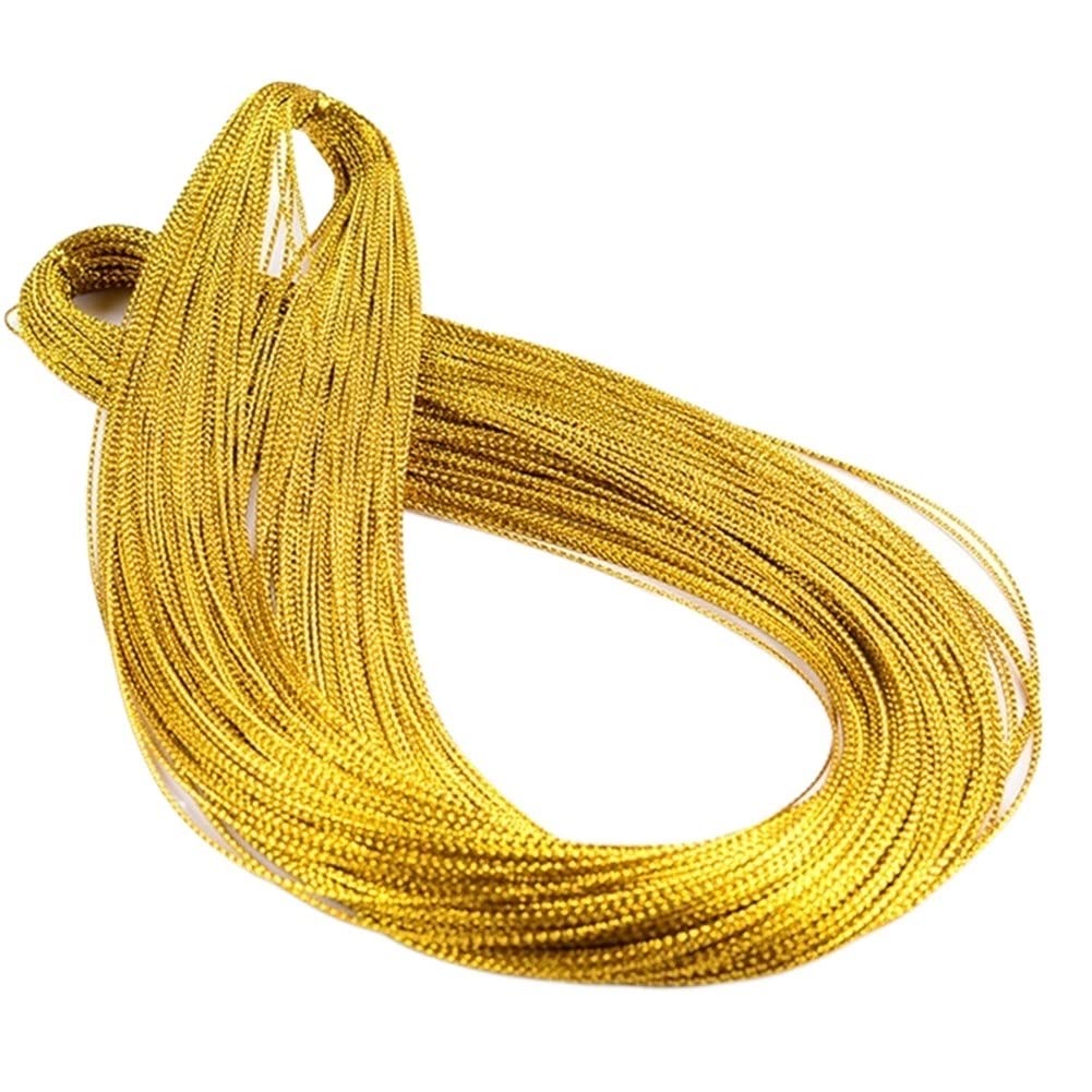 Gold Metallic Cord - 100m Rope for Gift Packaging, DIY Projects, Tag Line, Bracelet Making, Labels, and Lanyard