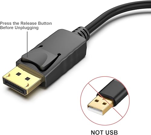 Miniatura 10 de BENFEI Paquete de 2 cables adaptadores 4K DisplayPort a HDMI, (2K 60Hz, 1080p 120Hz) Convertidor de puerto de pantalla unidireccional a monitor