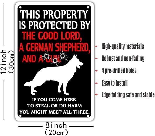 Miniatura 2 de Beware Of Dog Metal Sign Funny Warning Signs For Property Is Protected By German Shepherds Tin Sign Beware Of Dogs Signs For Fence Decorations