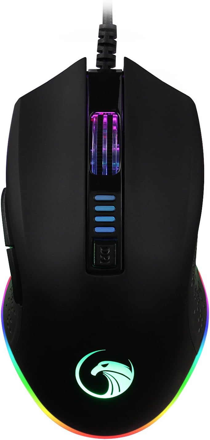 RGB FPS Gaming Mouse, NPET M20 1000Hz Polling Rate Ergonomic Gaming Mice, Programmable Buttons, Comfortable Hand Feeling Mouse for Laptop PC Computer Gamer