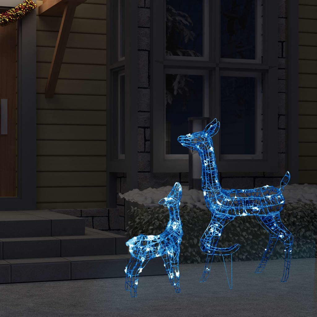 mini lichterkette mit batterie,lichterkette außen batterie,LED-Rentier-Familie Weihnachtsdeko Acryl 160 LED BlauGeeignet für Patio, Schlafzimmer, Wohnzimmer, Weihnachten