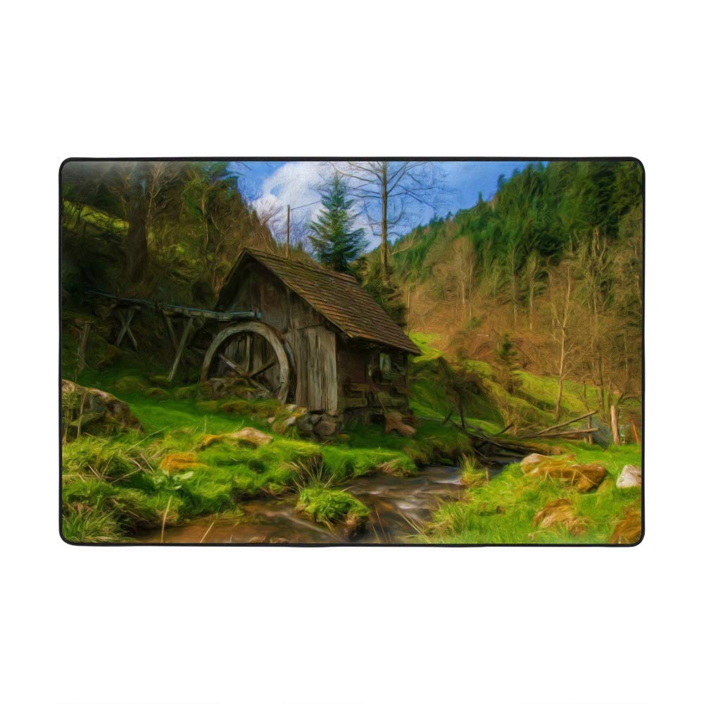Tapis de salon forêt verte en velours corail Ruchen 183x122cm