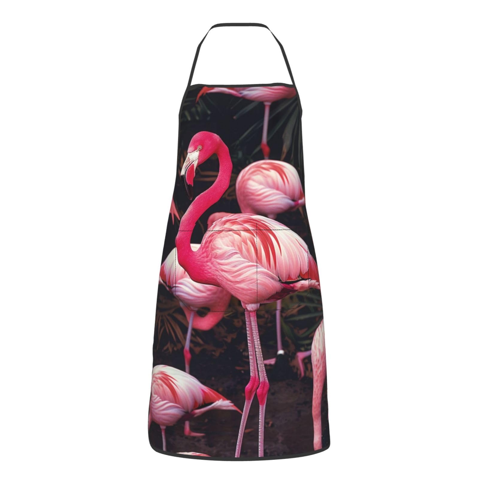 AQRJLPO Flamingo Printed Unisex Bib Apron with Pockets and Adjustable Belt Cooking Kitchen Chef Aprons for Women Men Gifts