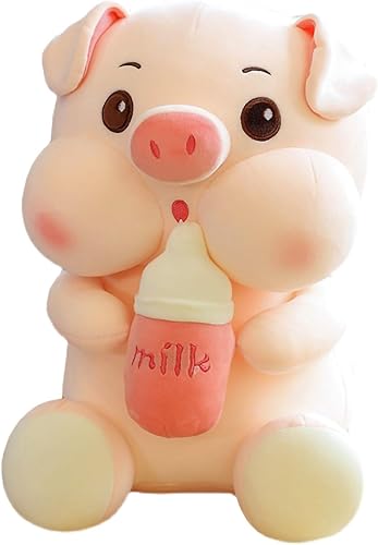 Juguete de peluche de animal de peluche, suave y lindo muñeco de peluche de cerdo para beber leche, almohada decorativa Kawaii rosa, regalos de