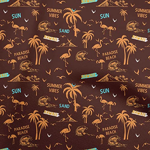 oneOone Cotton Poplin Twill Chocolate Brown Fabric Beach Hawai Sewing Fabric By The Yard Printed DIY Clothing Sewing Supplies 56 Inch Wide