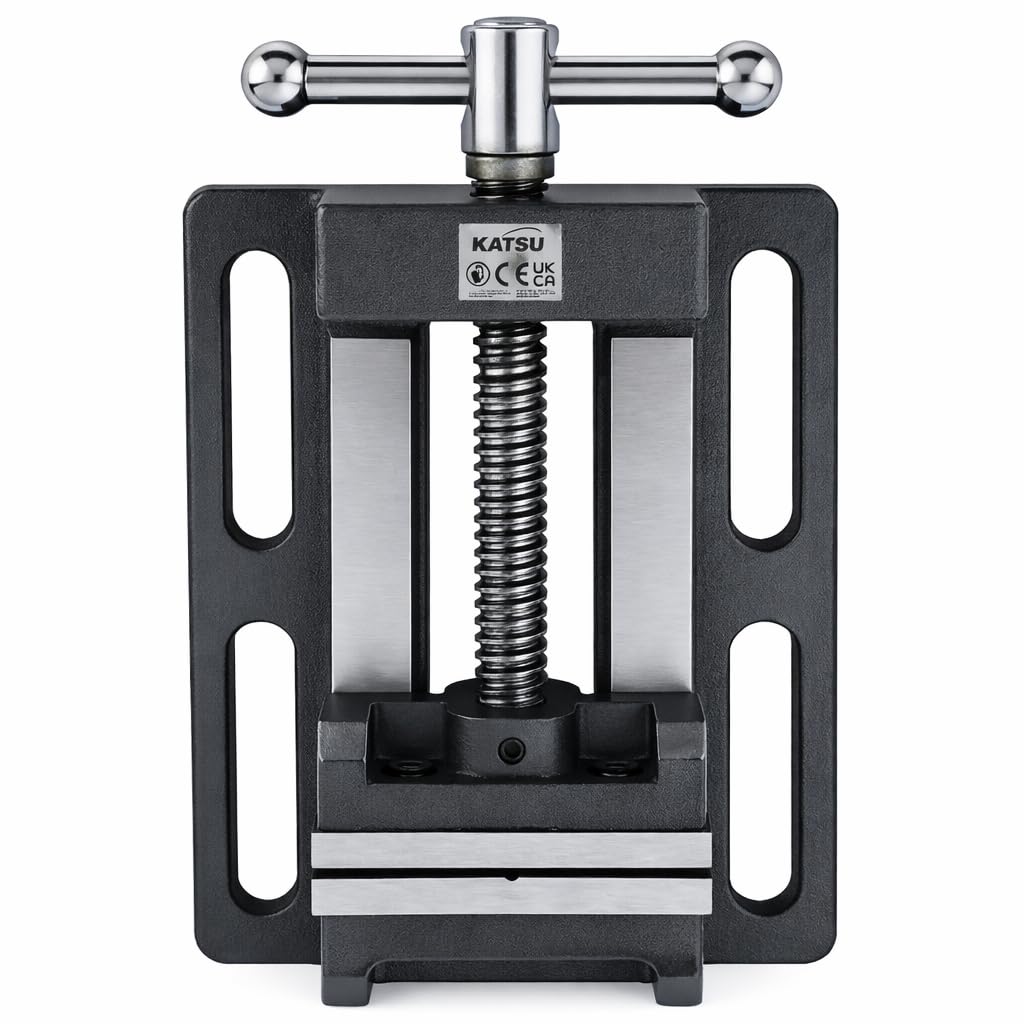 KATSU Morsa per Trapano a Colonna 4" (100mm) con Barra di Guida, Morsetto da Banco per Trapano a Colonna di Qualità Professionale per Officina e Fresatrici 4022704