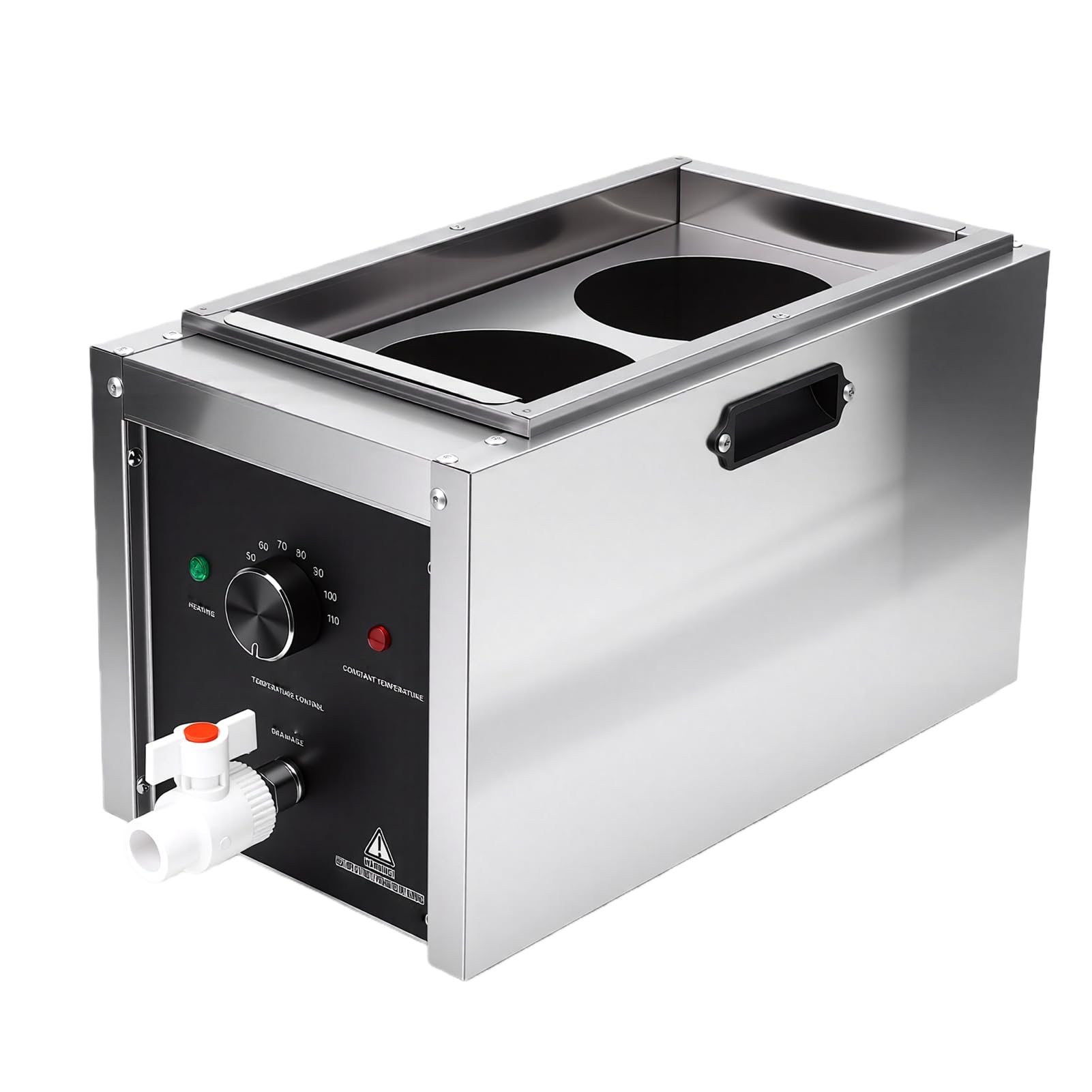 Rengue Cuocipasta Elettrico Professionale 10L Doppio Foro in Acciaio Inossidabile con 2 Colini per Pasta e Controllo della Temperatura per Ravioli da Ristorante Wonton (Spina europea 220 V)
