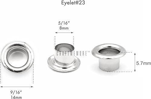 Miniatura 7 de CRAFTMEMORE Paquete de 50 ojales de aluminio con arandelas para zapatos, núcleos de cuentas, ropa, cuero, lona (12" (13mm))