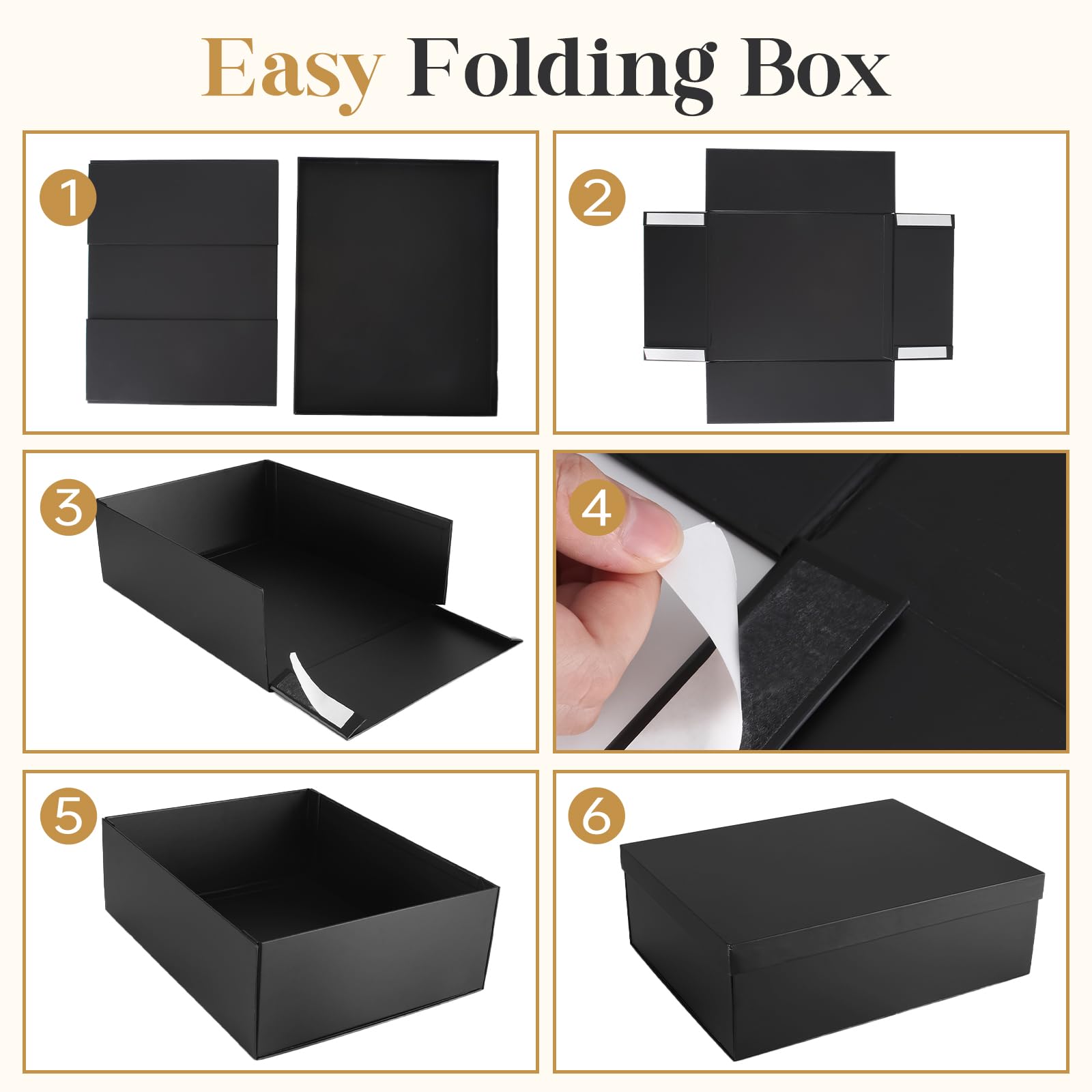 Gift Box, 16.5x13x5.5 inches Large Black Gift Boxes with Lids for Presents, Birthday Box Contains Card Ribbon Shredded Paper Filler, Gift Wrap Boxes for Valentine Mother's Day Christmas Anniversary
