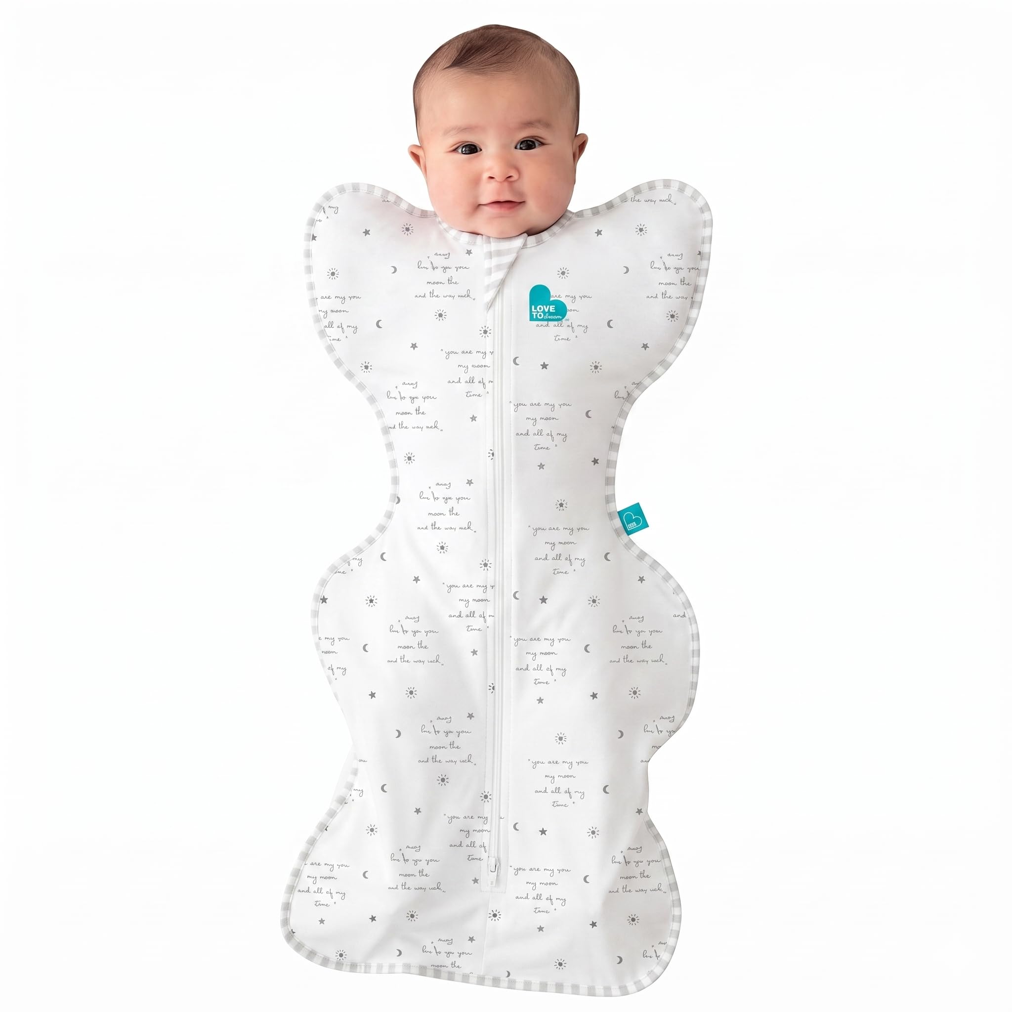 Love to Dream - Bufanda envolvente, posición de brazos altos, algodón ligero y ultra transpirable, cubierta portátil versátil, para primavera, verano, saco de dormir - 0,2 tog, 2,3 a 3,9 kg, You are