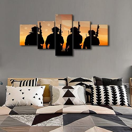 Miniatura 10 de TUMOVO Cuadros en lienzo con bandera de Estados Unidos, bandera de Estados Unidos, la Segunda Guerra Mundial, arte de pared para dormitorio,