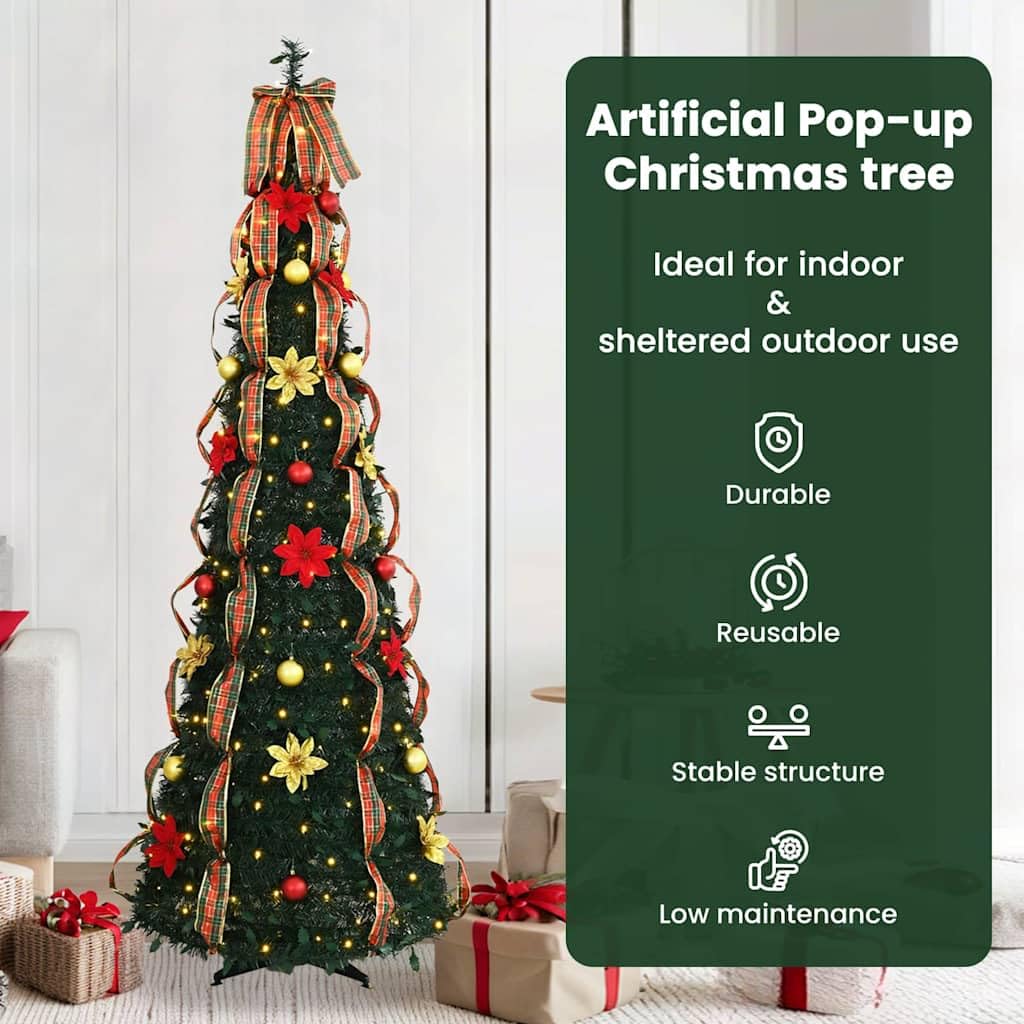 vidaXL Künstlicher Weihnachtsbaum mit 200 LEDs Grün 215 cm PVC