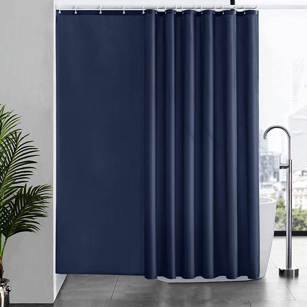 Furlinic Shower Curtain Mould Proof Resistant Wetroom Bathroom Polyester Fabric White 7ft Shower Curtains Liner Waterproof Rustproof Washable Weighted with 12 Hooks Extra Long 180x210cm 72x84. — view 39