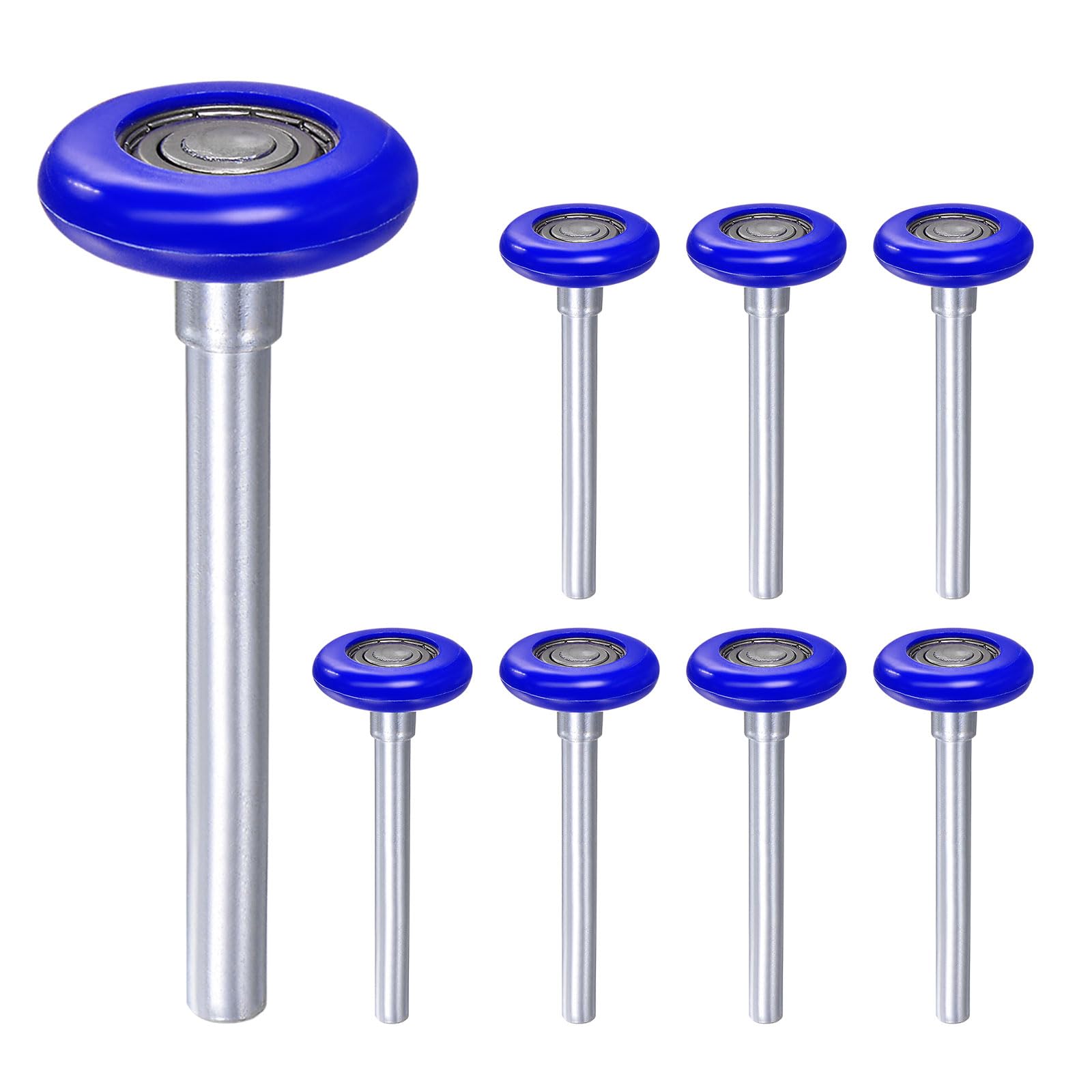 Galets de porte de garage nylon bleu contre les grincements, 8 roues de guidage 46mm