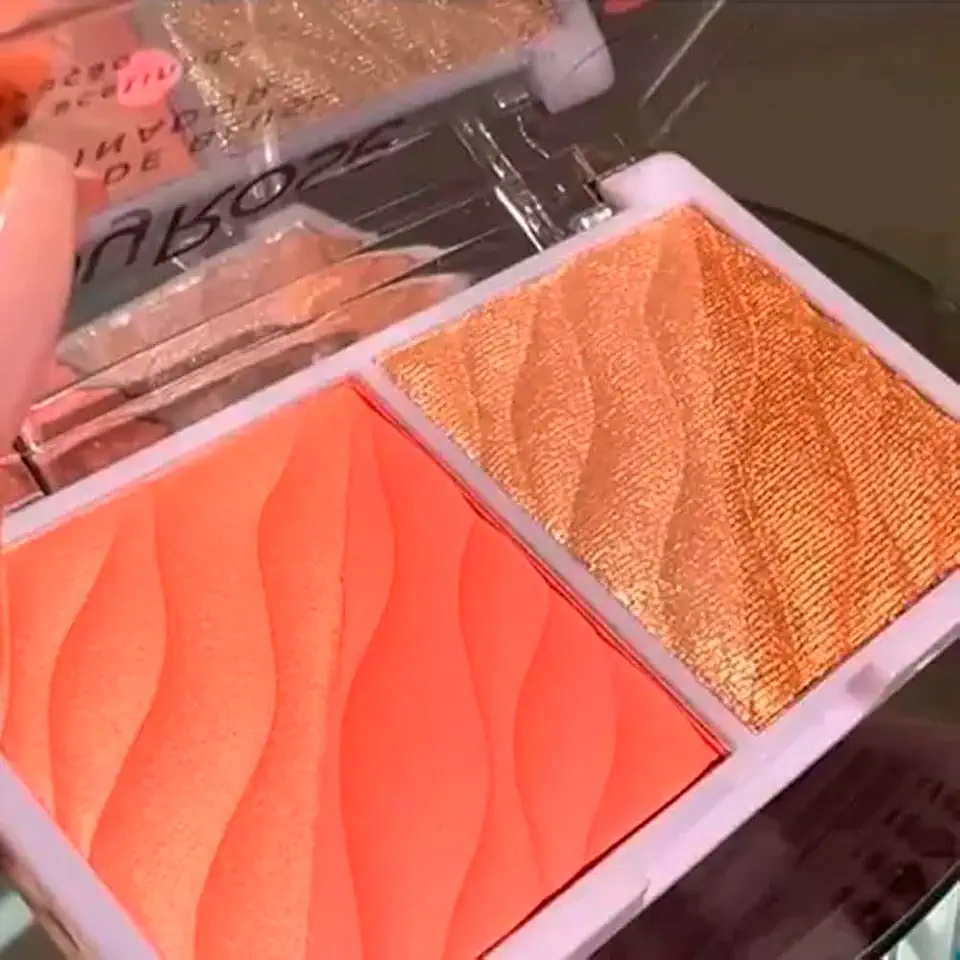 Paleta De Blush e Iluminador Alta Fixação Textura Acetinada Ruby Rose 4 Tons (Passion)
