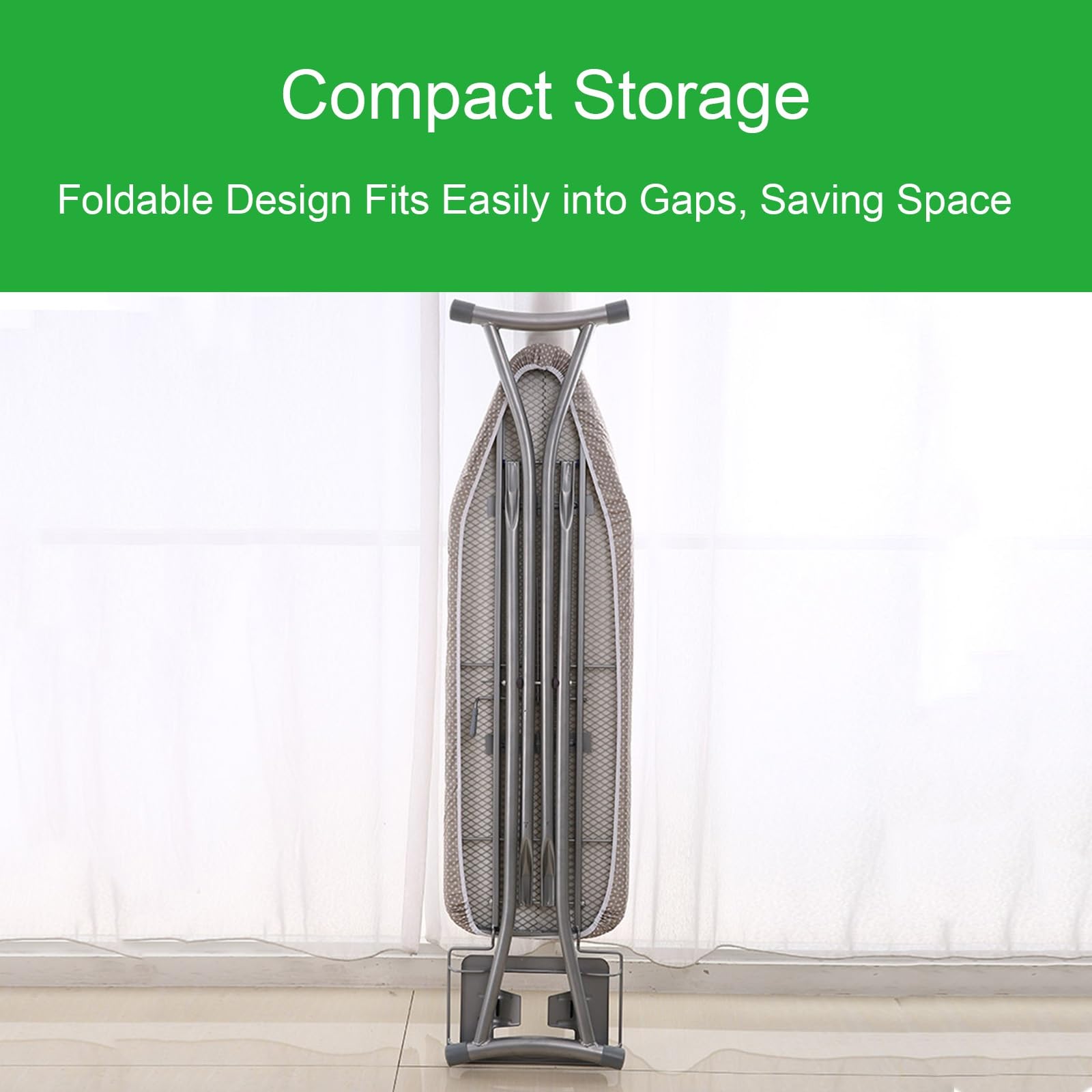 Tabla de Planchar Grande 5 Altezza Regolabile con Supporto per Ferro y Soporte para Mangas, Mesa Planchar Plegable de Tamaño Completo con 1 Funda de Repuesto, Gris