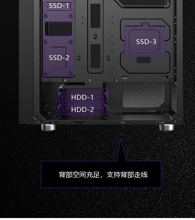Gabinete Mid Tower con panel lateral transparente negro, compatible con E-ATX/ATX/M-ATX/ITX, 5 ventiladores, compatible con refrigeración líquida, adecuado para uso en oficina y hogar miniatura 7