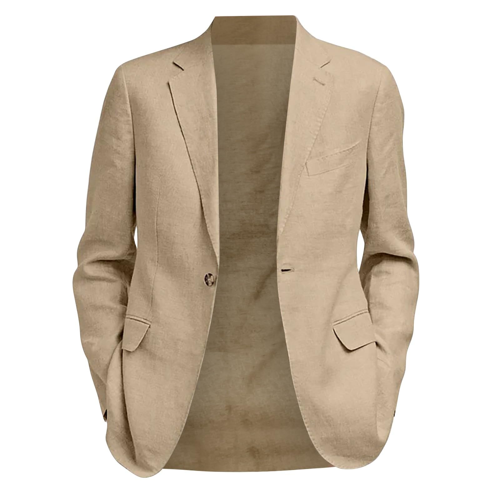 Chaqueta blazer para hombre, tela de lino de algodón, ajuste regular, cierre de dos botones, patrón de espiga, abrigo deportivo versátil para trajes