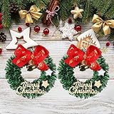 Mini Weihnachtsschmuck Kranz,2 Stück Miniatur Weihnachtskranz, 6cm Mini Girlande für Weihnachtsbaum Dekoration, Weihnachtsbaum Weihnachtsdeko Anhänger