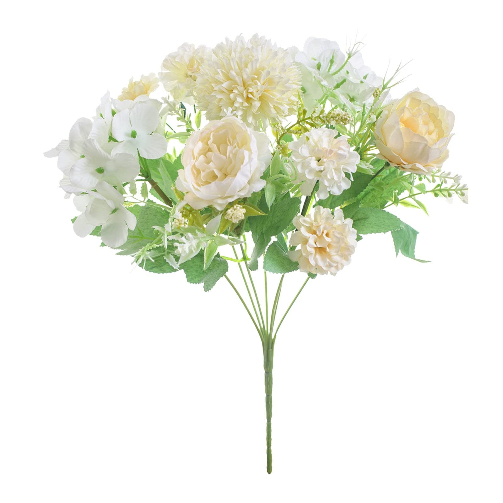 Hydrangea Artificial Flowers in Vase, Silk Fake White Flowers,Faux Flowers in Vase,Faux Hydrangea Flowers for Living Room Party Office Table Centerpiece Wedding Home Decoration