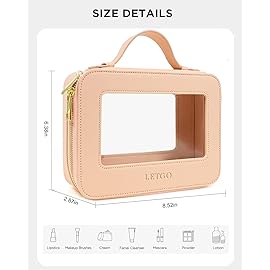 LETGO Clear Makeup Bag Travel Cosmetic Case Transparent Toiletry Bag with Zipper, Portable Make Up Organizer Traveling Compact Car Bag for Essentials (A-Nude)