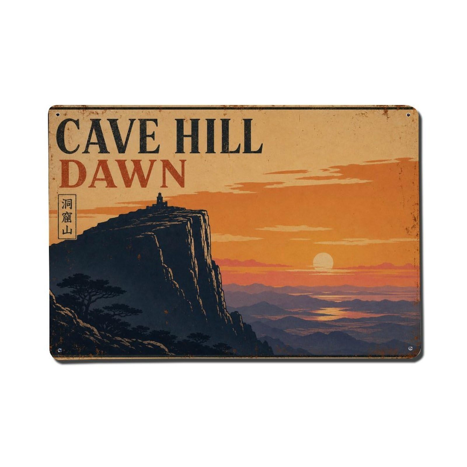 Fyrn Style Metal Tin Sign Vintage Travel Cave Hill Belfast Sunrise Mountain View