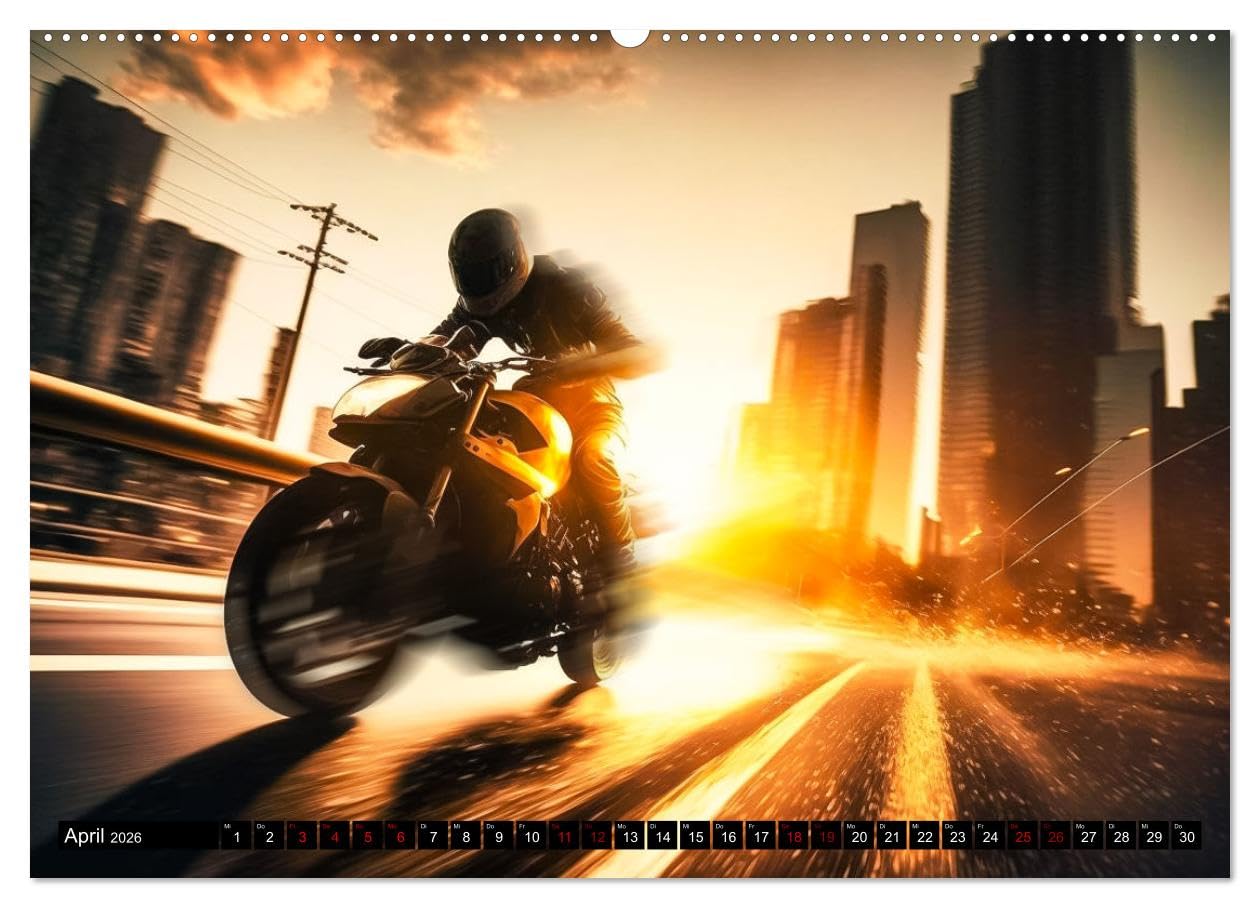 Motorrad Speed (Wandkalender 2026 DIN A2 quer), CALVENDO Monatskalender: Zwölf atemberaubende Motorradbilder im Rausch der Geschwindigkeit (CALVENDO Mobilitaet)