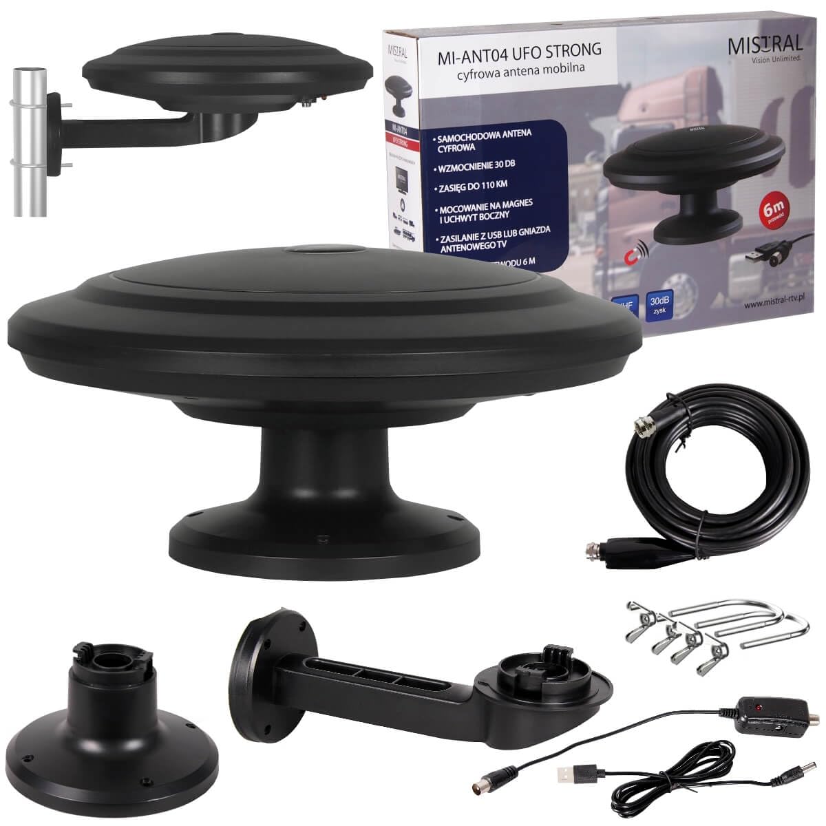 Antenna TV per auto DVB-T2 omnidirezionale MI-ANT04 UFO Forte (nero)