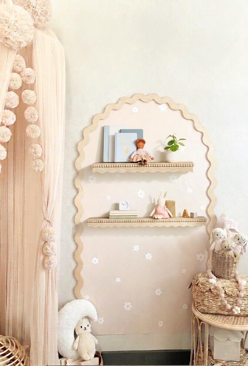 Deko-Bogen aus gewelltem Holz, 90 x 170 cm, Wandpaneel im Shabby-Chic-Stil, DIY-Set, 11 Abschnitte mit Kleber enthalten, Dekoration für Baby- & Kinderzimmer