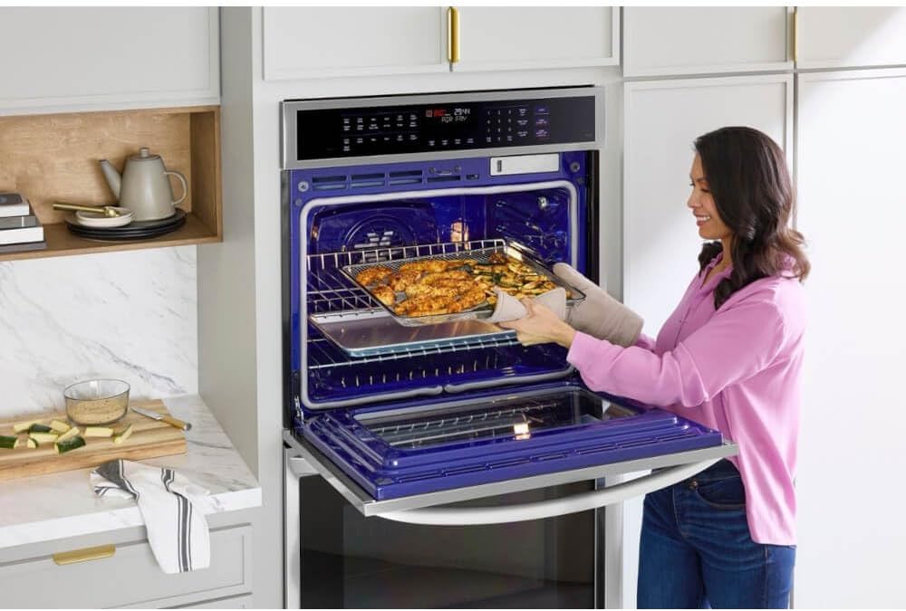 9.4 cu. ft. Smart Double Wall Oven with True Convection InstaView Air Fry Steam Sous Vide PrintProof in Stainless Steel
