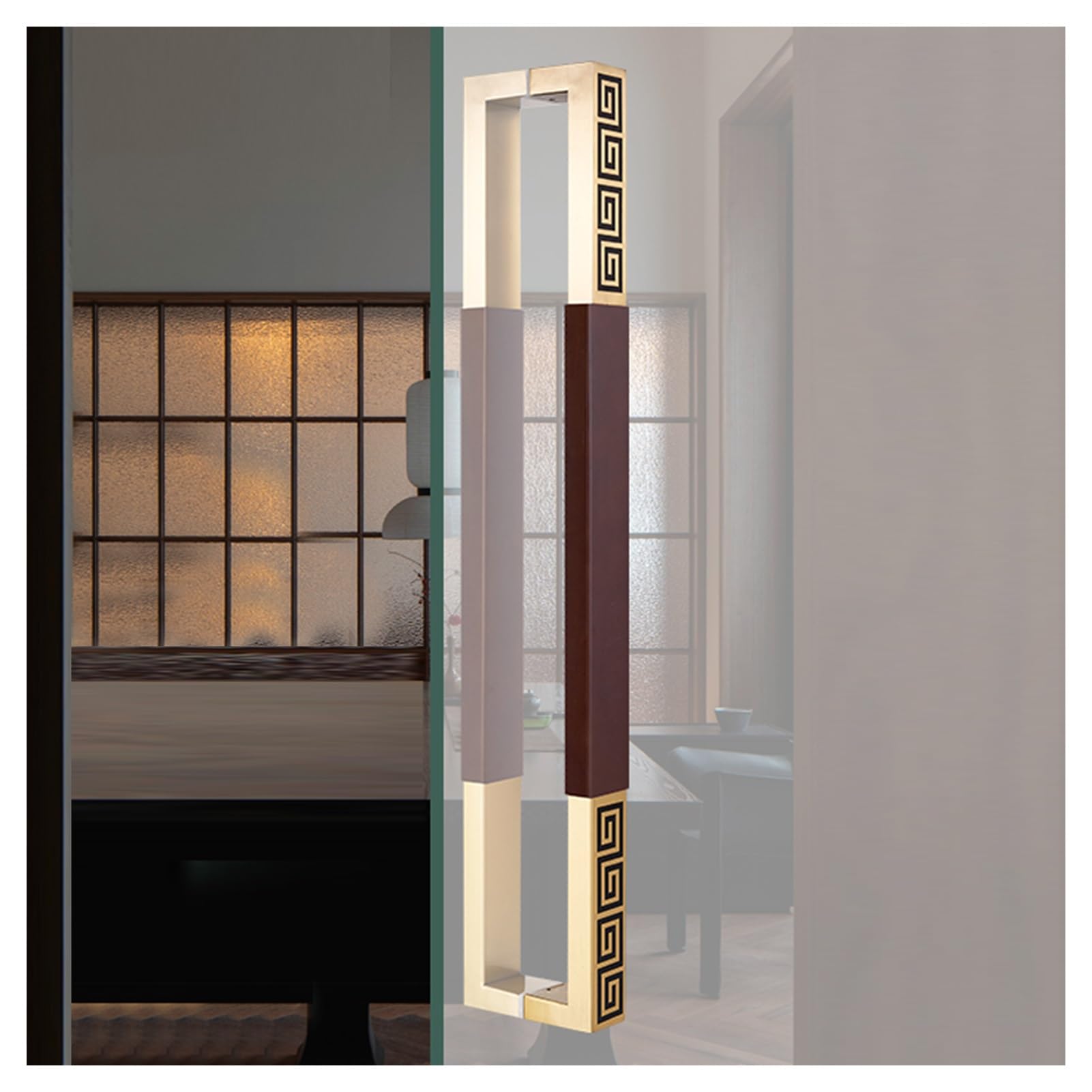 ZFUCMAYL Rectangle Glass Door Handles,Door Pull Rod,Stainless Steel Bar to Bar Door Handle for Indoor Barn Door Slding Glass Gate Swing Door Pull(Color 2,Pitch-1500mm)