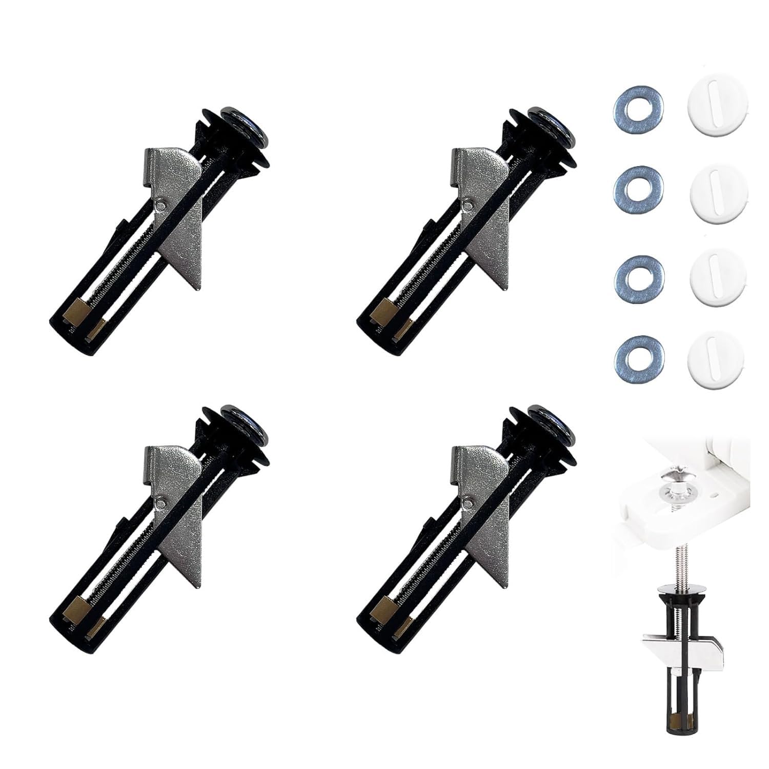 Toilet Seat Bolts Fittings Kit, 4pcs Heavy Duty Toilet Seat Fastener Bolt Kit for Top Lid Hinges Toilet Seat Universal Replacement Parts