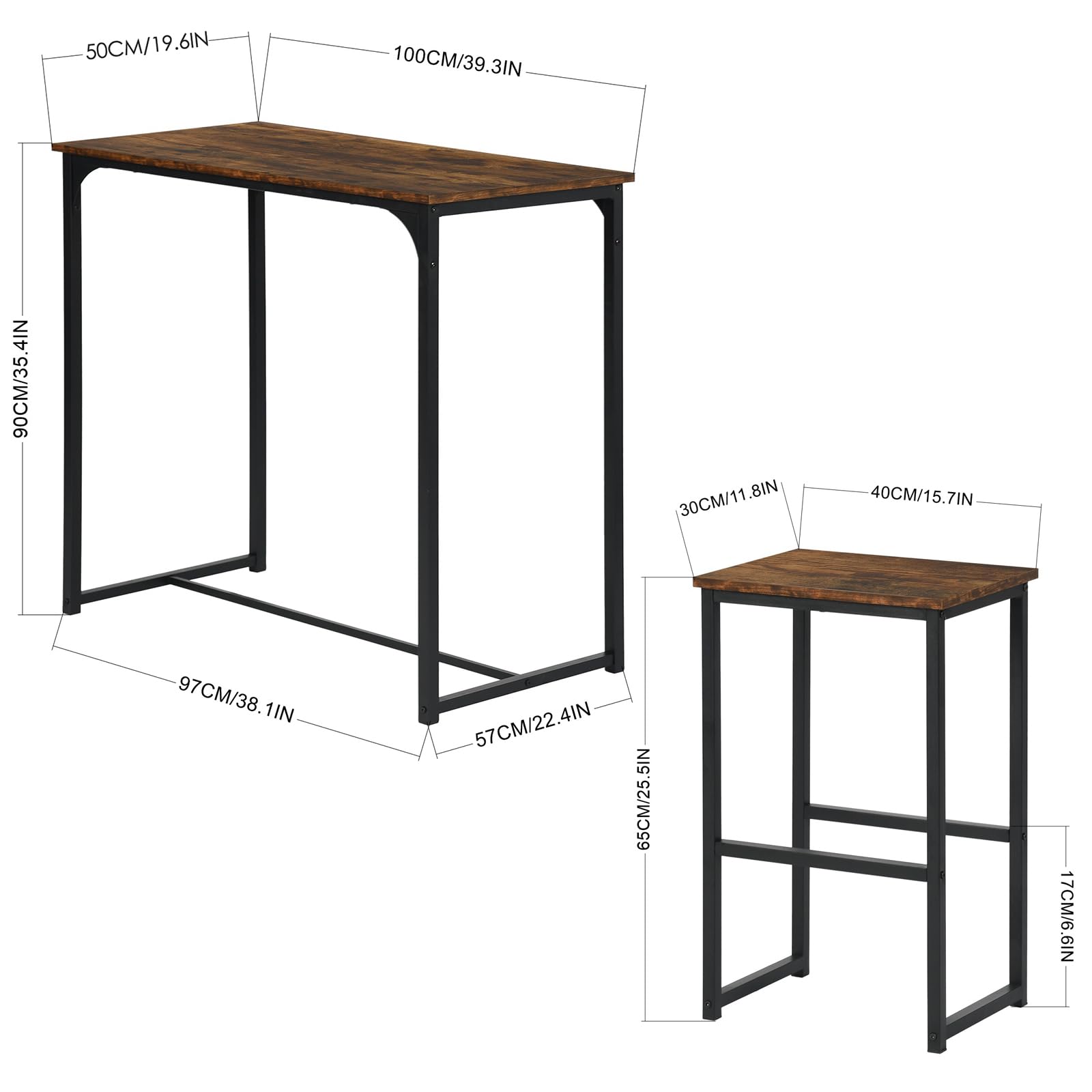Stehtisch mit 4 Hockern, Esstisch, platzsparend, für Haus, Küche
