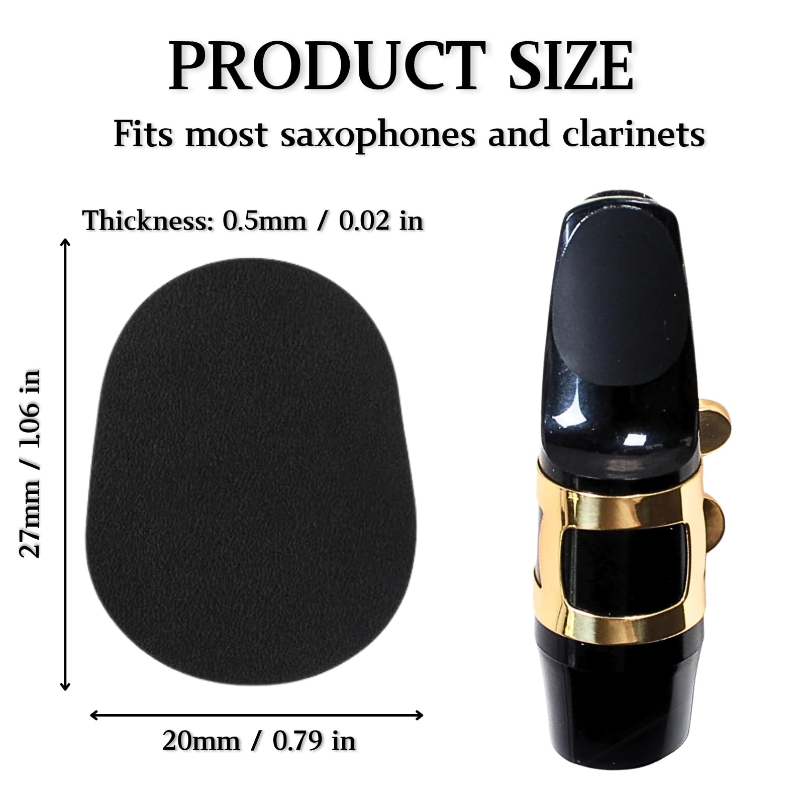 KEYRI 80 Pièces tampons pour becs caoutchoucs d'occlusion coussinets pour embouchure de saxophone en silicone de qualité supérieure protège la tête de saxophone des marques de morsure (Noir)