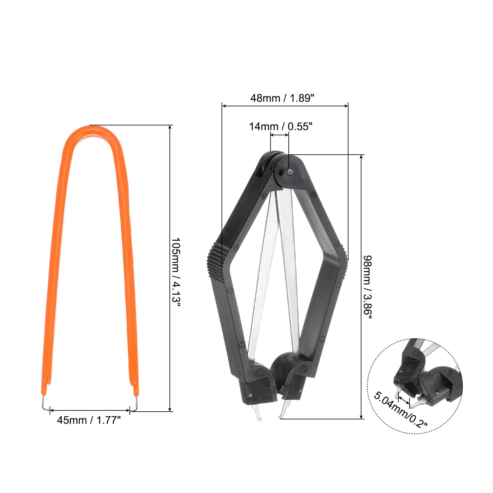QUARKZMAN Estrattore di Chip Ic 100 Mm in Acciaio Inossidabile con Estrattore per Interruttore Chip Ic a Forma di U Arancione per Scheda Madre Componente, 2pz