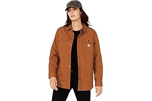 Carhartt Women's Rugged Flex Loose Fit Canvas Fleece-Lined Shirt Jac