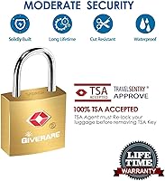 Vista 5 de 4 Pack TSA Approved Travel Luggage Locks with Keys, Solid Brass Copper Keyed Padlock, Small Locks for Suitcase, Backpack, Gym Locker, Jewelry Box