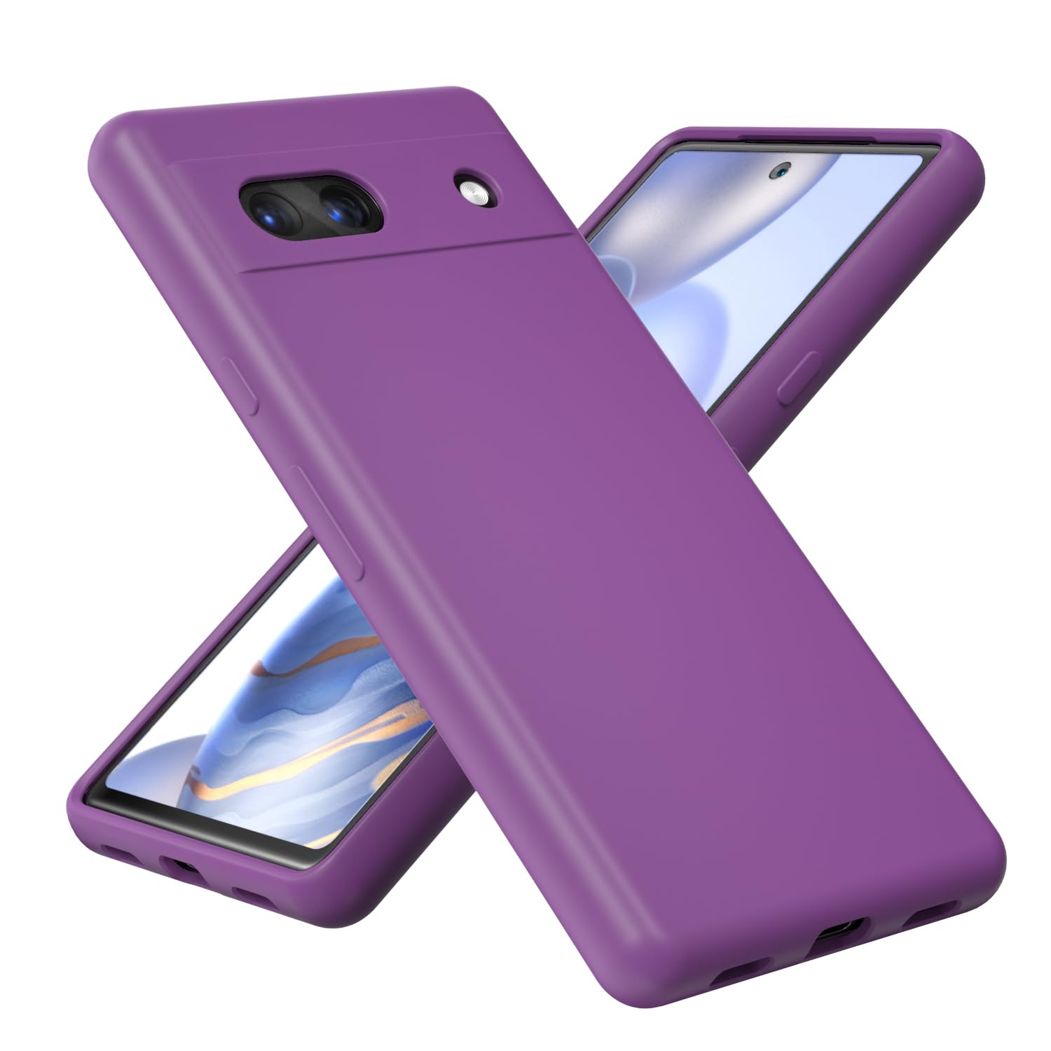 Funda Google Pixel 7a elegante morado oscuro con suave forro interior de microfibra texturizada 7