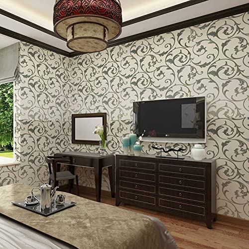 Image of Green Floral Peel and Stick Wallpaper Elegant Lillies Bedroom LIVINGROOM PVC SELF Adhesive Wallpaper 200 * 45CM-9SQFT (Metallic Floral)