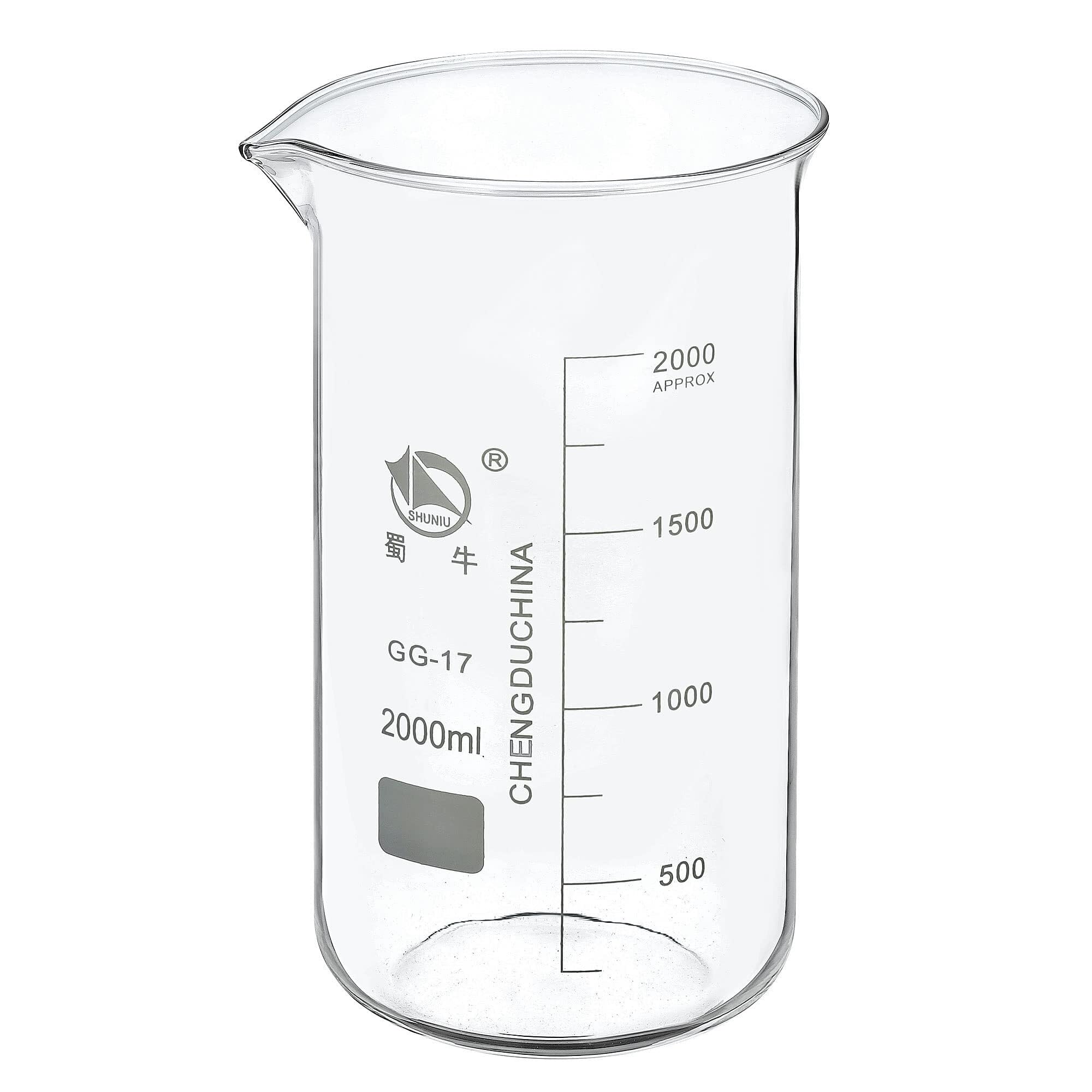 Zlewka laboratoryjna z dziobkiem, Miarka ze szkła borokrzemianowego z dziobkiem, wiele rozmiarów(2000ml)