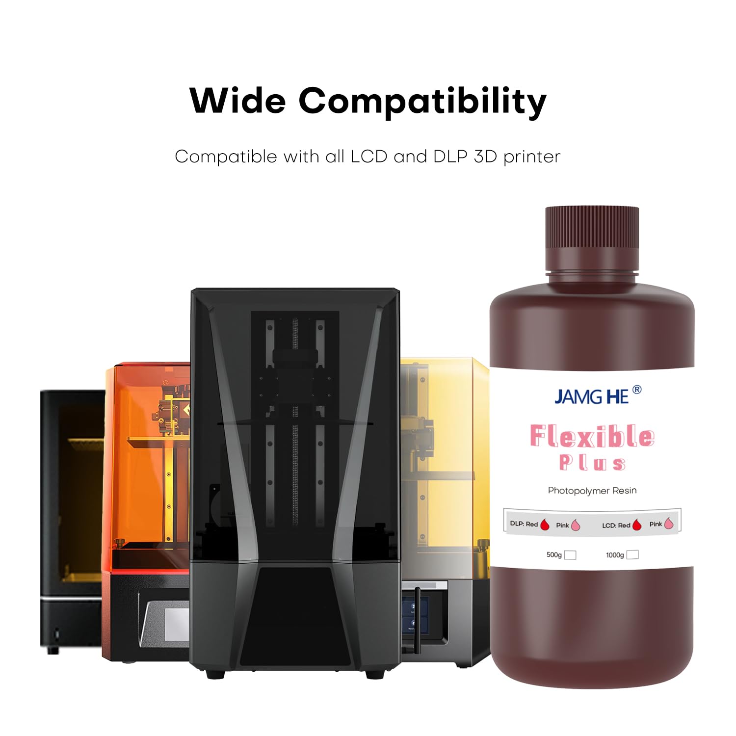 JAMG HE Gingiva Mask Flexible 3D Printer Resin, 3D Printer Gingiva Mask Flexible Artificial Gums Resin Red 500G