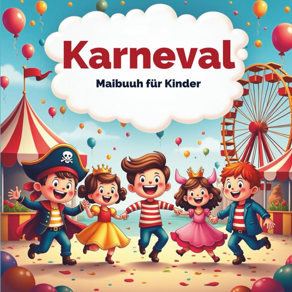 Karneval Malbuch für Kinder: Fröhliche Karnevalsbilder zum Ausmalen – Lustige Kostüme, Clowns & Jahrmarktspaß für Kinder von 4–8 Jahre
