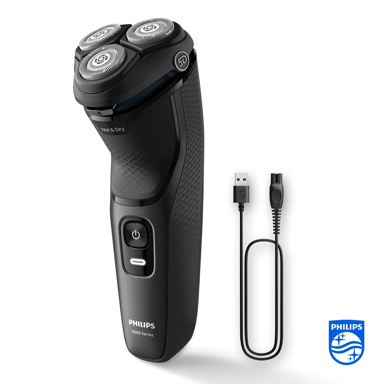 PHILIPS Shaver Series 3000 – Elektrischer Rasierer für Herren: Nass- & Trockenrasur, mit SkinProtect-Technologie, in Anthrazit, mit ausklappbarem Bartschneider, kabellos (S3145/00)